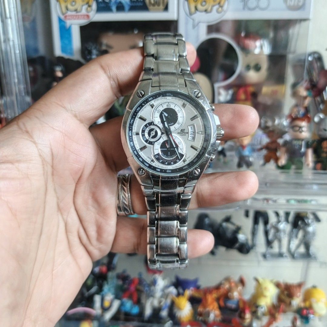 Casio Edifice Chronograph Watch (Category: Men's Watches) located in Manila. Submitted by narju1234 (Listing ID 1453354799, Image 1). Description: - Authentic Silver Casio Edifice Watch - Functional Chronograph with Multiple Subdials - Durable Stainless Steel Band and Case - Water Resistant - In excellent working condition.