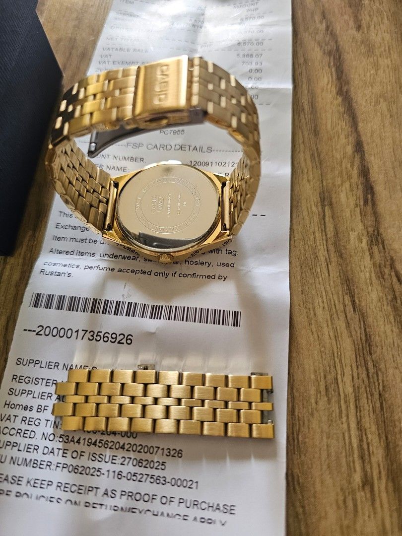 Casio Gold Watch with Extra Links and Box (Category: Women's Watches) located in Muntinlupa City. Submitted by netrich (Listing ID 1453238569, Image 3). Description: - Authentic Gold Casio Watch - Includes Original Box - Comes with Original Receipt - Extra Watch Links Included - Ideal for Gifting or Personal Use - Selling as it's no longer needed.