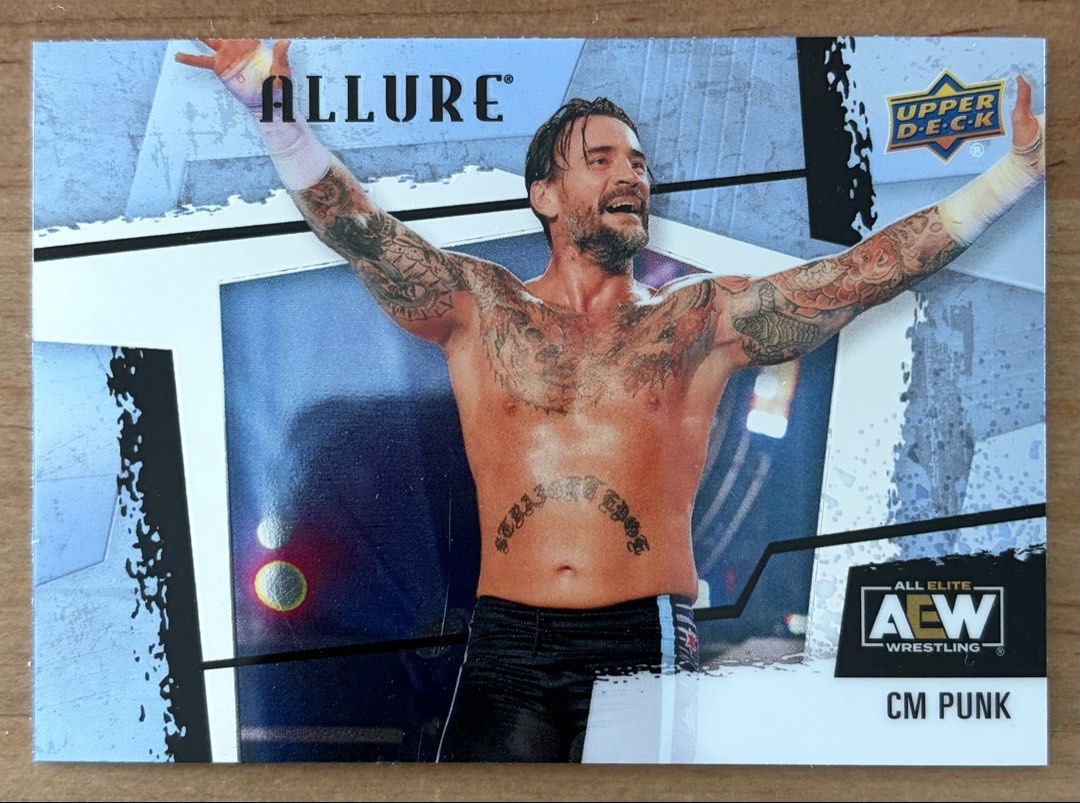 CM Punk | AEW Cards ~ Allure '22 (Category: Raw Singles) located in Makati City. Submitted by cardlab (Listing ID 1453254961, Image 1). Description: Items are 💯 authentic/original/legit. About The Card: • 2022 Upper Deck • Card No. 117 • Allure FOR: • Cards ₱99 and below with Card Sleeves • Cards ₱100 and up with Used Toploader • ₱10 for Bnew Tops Packaging (If Shipping): ✔️ Plastic cover ✔️ Cardboard ✔️ Bubble wrap NOTE: • Cards are raw • Cards