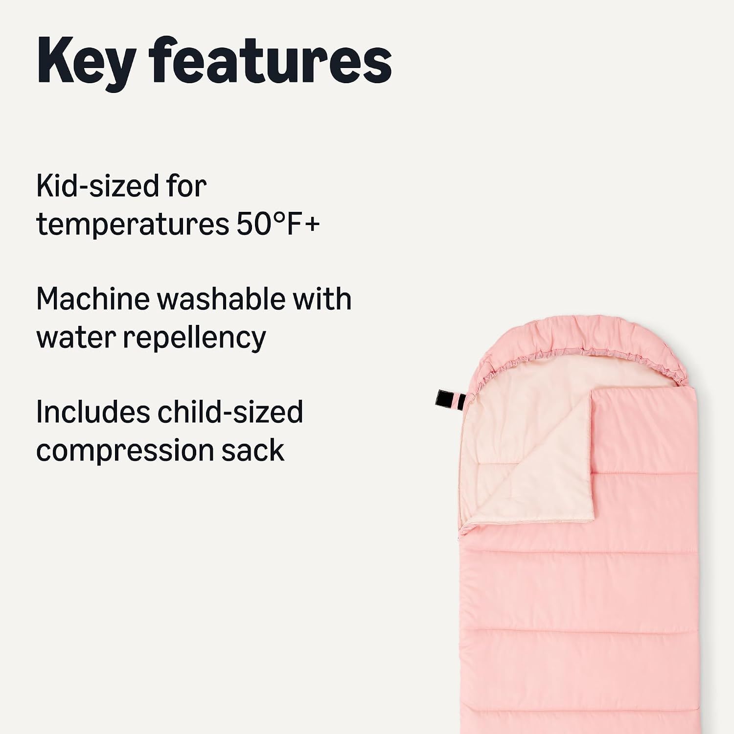 (com) Basics (Category: Kids Toys) located in Singapore. Submitted by borderxsg (Listing ID 1453426379, Image 2). Description: 100% Polyester Imported CHILD-SIZED COMFORT: Specially designed kids' sleeping bag fits children up to 5'3" tall; temperature rated for 10°C (50°F) and warmer — perfect for spring, summer, and fall camping, backpacking, and sleepovers VERSATILE DESIGN: Machine washable for easy maintenance; water-repellent outer shell pro