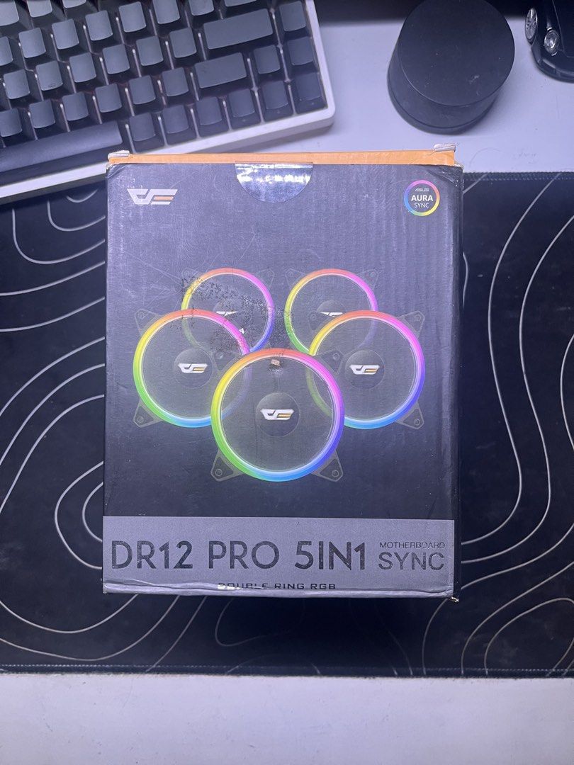 Darkflash Fans 5in1 ARGB (Category: Computer Parts) located in Caloocan City. Submitted by swift.kenneth (Listing ID 1453304639, Image 2). Description: - Brand: Darkflash - Model: DR12 Pro 5-in-1 - Type: ARGB Case Fans - Quantity: 5 fans per set - Size: 120mm - Lighting: Addressable RGB (ARGB) with motherboard sync - Bearing Type: Hydraulic Bearing - Condition: Brand New.