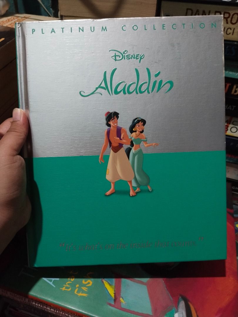 Disney Aladdin Platinum Collection (Category: Storybooks) located in Taguig. Submitted by jener.498 (Listing ID 1453282466, Image 1). Description: - Disney Aladdin Platinum Collection book - Features beautiful illustrations - Retells the classic Aladdin story - Ideal for Disney fans and collectors - A wonderful addition to any bookshelf.
