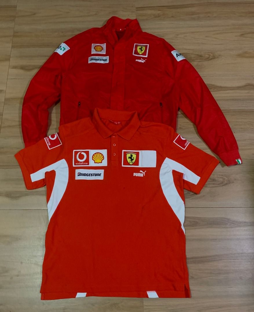 F1 Ferrari Puma Jacket & Polo Shirt Set (Category: Tshirts & Polo Shirts ) located in Davao. Submitted by reclaimed_ph (Listing ID 1453395522, Image 1). Description: - Size Large to XLarge (Polo) - Size Medium(Jacket) - Full zip and collar on the jacket. - Buttoned collar on the polo shirt. - Both items are in good, pre-loved condition..