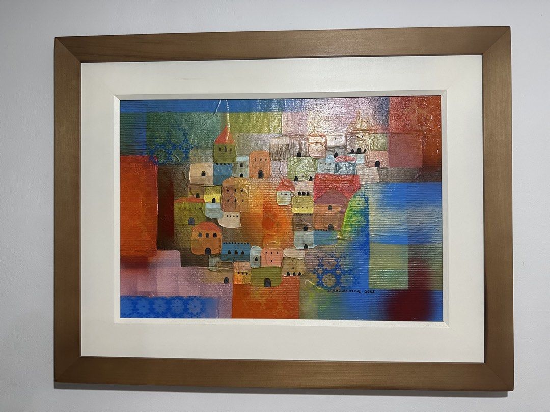 Framed Painting by M. Baldemor 2005 with COA (Category: Art & Prints) located in Makati City. Submitted by carlopaolo28 (Listing ID 1453260101, Image 1). Description: Artist: Manuel Baldemor Title: European Summer Description: Vibrant abstract cityscape with textured details Painting Size: 16 x 23 inches Frame Size: 25 x 32 inches Medium: Acrylic on Canvas Year: 2005 Other Details: - Housed in a wooden frame with a white mat - Excellent piece for