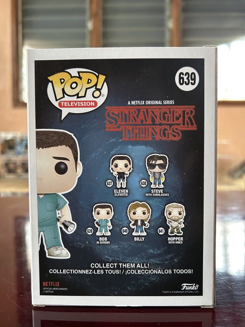 Funko Pop Stranger Things Bob (In Scrubs) 639 (Category: Designer & Blind Box Toys) located in Tarlac. Submitted by giantolentino_6 (Listing ID 1453371088, Image 2). Description: Funko Pop Stranger Things Bob (In Scrubs) 639 -NOOB -box condition (8.5/10) -comes with free used BOSS protector -will be shipped with sorter box and bubble wrap RFS: decluttering MOP: gcash/gotyme/seabank/maya MOD: J&T Meetups: Tarlac.