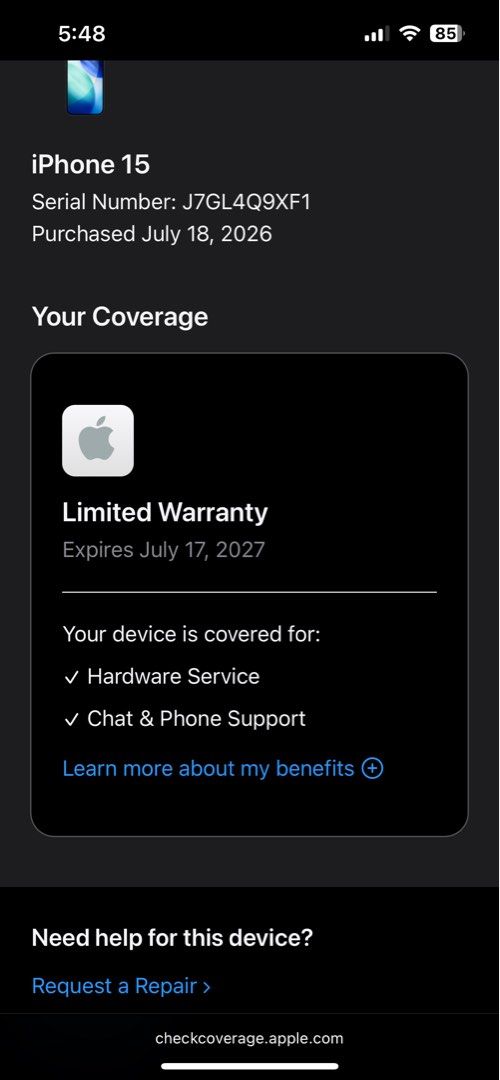 iPhone 15 128 (Category: iPhone 15 Series) located in Abucay. Submitted by grand_cris09 (Listing ID 1453365338, Image 1). Description: SALE iPhone 15 128 -Brandnew Condition -July 18 2026 (Purchase Date) -July 17 2027 (Underwarranty) -2Years Warranty extended -8 Cycle Count ₱30,000 Slight nego sa sure buyer MEYCAUAYAN BULACAN .