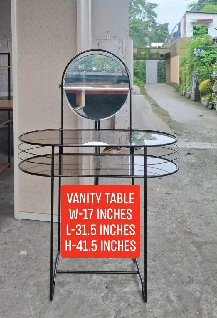 Japan Surplus Glass Vanity Table (Category: Tables & Sets) located in Quezon City. Submitted by joemar27 (Listing ID 1453315641, Image 1). Description: Glass Vanity Table ‼️ NEGOTIABLE PRICE ‼️ ✨ Features: ✔️ Surplus from Korea ✔️ Heavy-duty quality ✔️ Made from thick metal and glass 📌 Issue: Minor scratches due to usage & no stool 🪞 Perfect for bedroom, qmakeup setup, or personal vanity space! 📩 PM for interested buyers/inquiries..