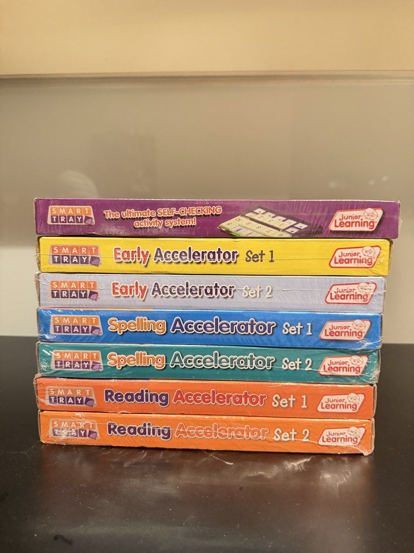 Junior Learning Bundle (Category: Educational & Learning Toys) located in Singapore. Submitted by mamidino (Listing ID 1453379366, Image 1). Description: Smart Tray Early Accelerator Set 1 Early Accelerator Set 2 Spelling Accelerator Set 1 Spelling Accelerator Set 2 Reading Accelerator Set 1 Reading Accelerator Set 2 take all for $130 Free delivery.