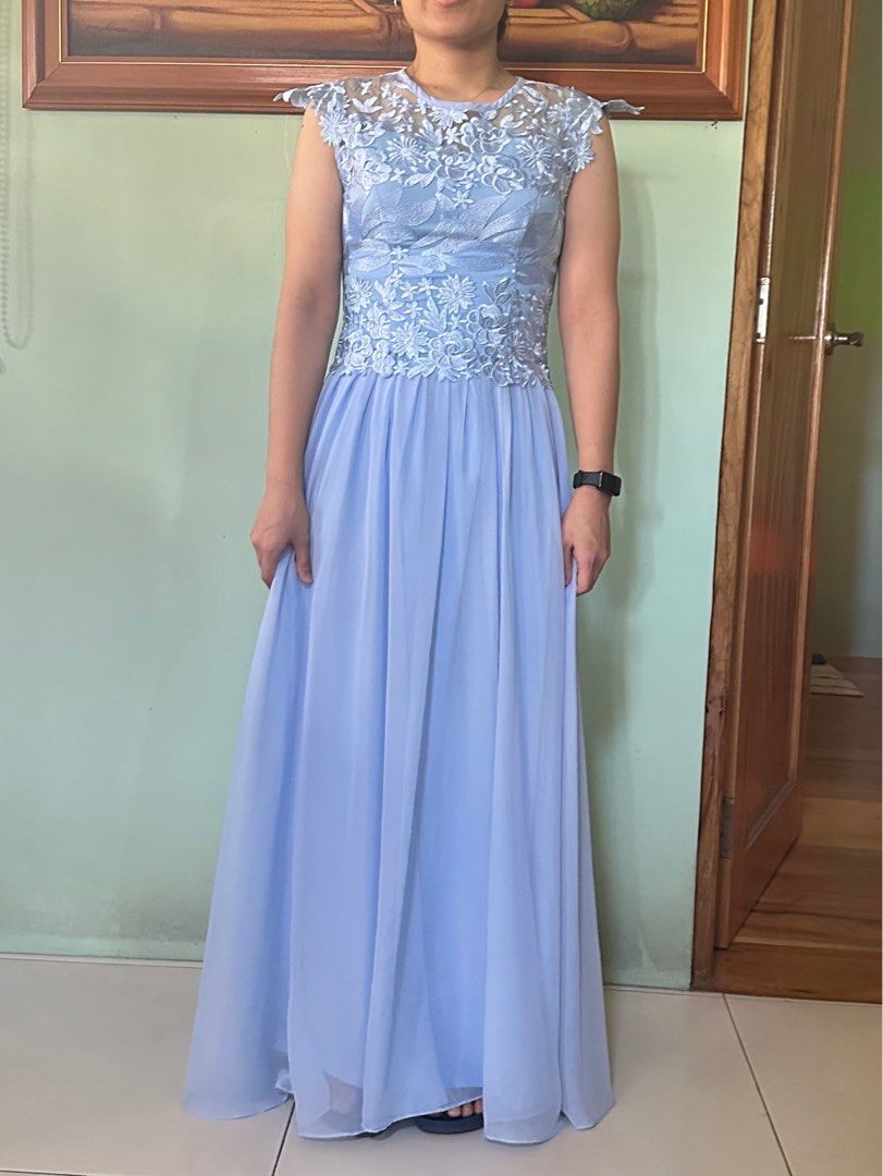 Light Blue Lace Overlay Maxi Dress (Category: Dresses) located in Santa Rosa. Submitted by jstna (Listing ID 1453270237, Image 1). Description: - Stunning light blue maxi dress - Intricate lace detailing on the bodice - Elegant cap sleeves - Flowy chiffon skirt for a graceful silhouette - Convenient back zipper closure - Ideal for formal events, parties, or special occasions - Price negotiable.