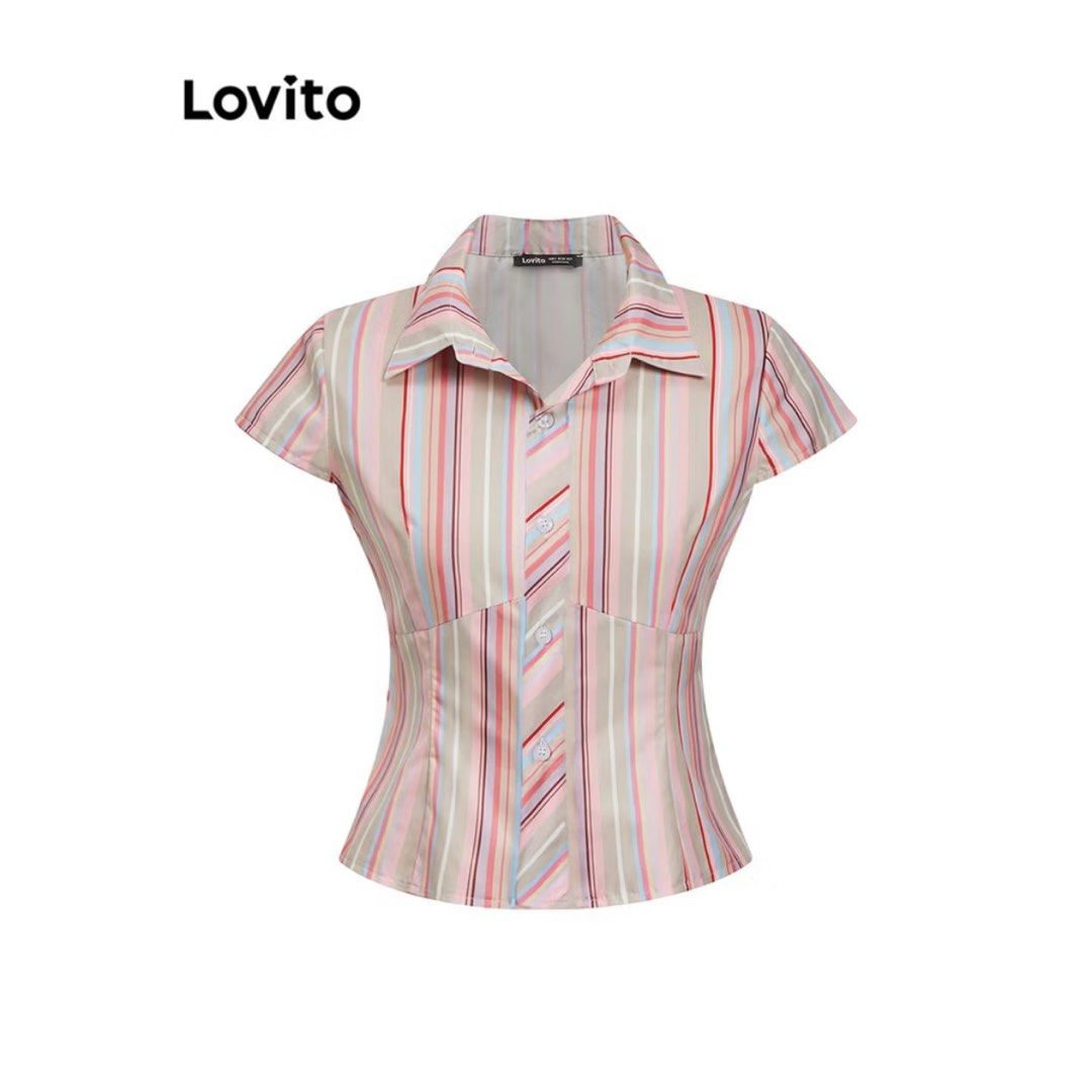 lovito colorful striped cinched polo (Category: Blouses) located in Makati City. Submitted by fairylees (Listing ID 1453397723, Image 2). Description: used once.