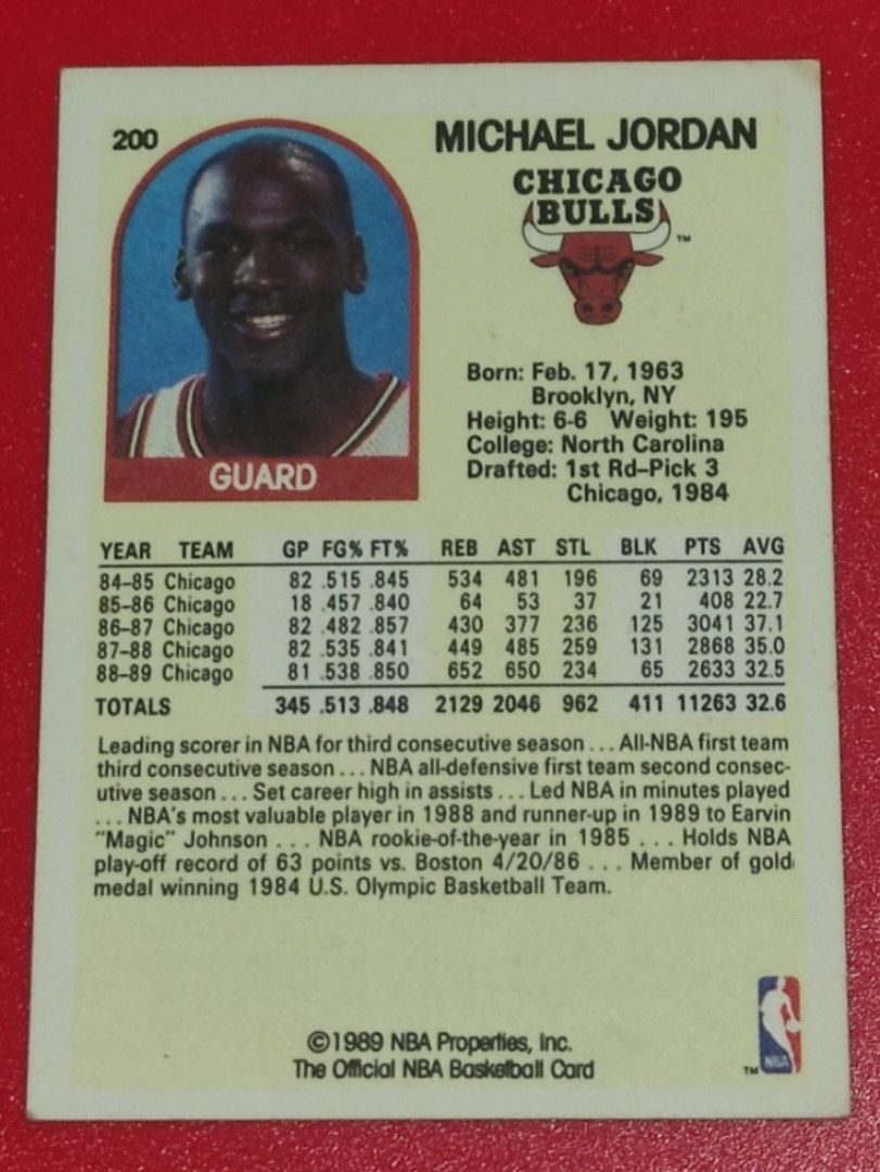 Michael Jordan 1989 NBA Hoops Card #200 (Category: Raw Singles) located in Lipa City. Submitted by mark_collections (Listing ID 1453314365, Image 2). Description: Michael Jordan 1989 NBA Hoops Card #200 Mode of Payment: Gcash.