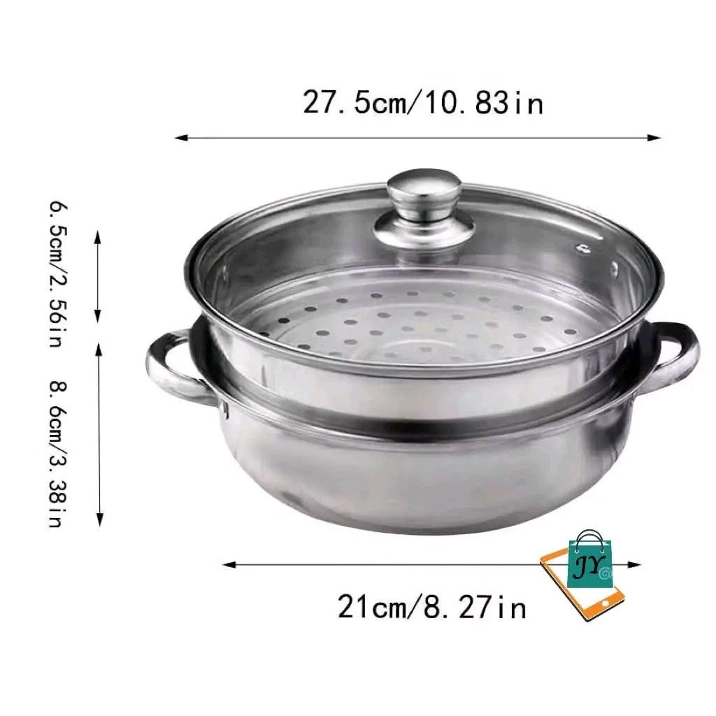 Multi-function Soup Steamer Pot Stainless Steel 28cm (Category: Cookware & Accessories) located in Manila. Submitted by marvieobordo (Listing ID 1453415599, Image 3). Description: - 28cm Stainless Steel Multi-Function Soup Steamer - Includes steamer insert for steaming - Comes with a clear glass lid - Versatile for cooking soups or steaming food - Durable construction for long-lasting use - Easy to clean and maintain - A great addition to any kit