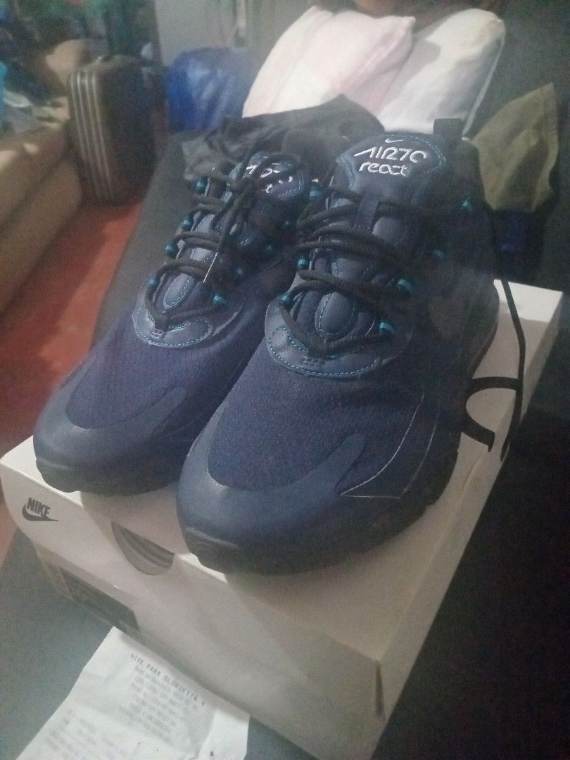 Nike Air Max 270 React Navy Blue (Category: Sneakers) located in Valenzuela. Submitted by consjavier74 (Listing ID 1453238225, Image 1). Description: - Navy blue Nike Air Max 270 React - Lace-up closure - Comfortable and stylish design - Includes original box - Ideal for everyday wear and workouts. Once lang ginamit then itinabi na..