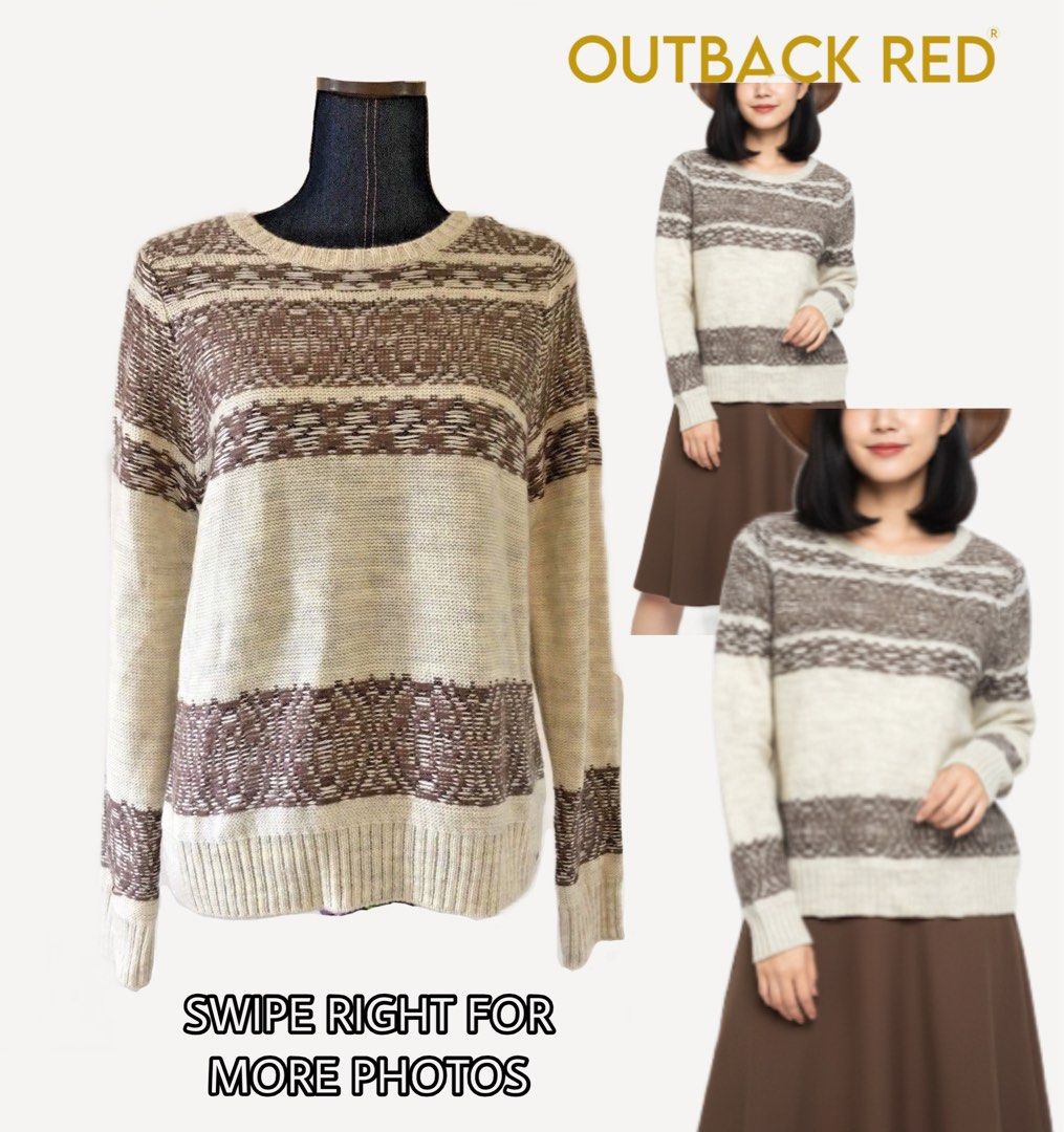 OUTBACK RED VINTAGE SWEATER (Tag: Small) (Category: Shirts) located in Baguio. Submitted by shrlnjy (Listing ID 1453370076, Image 1). Description: OUTBACK RED VINTAGE SWEATER Tag: Small See 2nd pic for the manual measurements (Medida) Condition: EUC-Like New P280.
