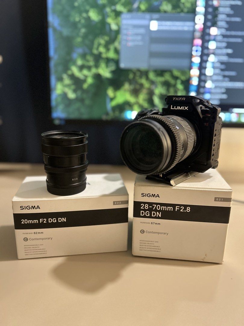 Panasonic Lumix S5II and Sigma Lenses (Category: Cameras) located in Paranaque City. Submitted by marvinmatsu2 (Listing ID 1453357678, Image 1). Description: Lumix S5II + Tilta Cage + Sigma 28-70mm F2.8 DG DN + Sigma 20mm F2 DG DN + 4 Batteries Full kit, everything you need to start shooting day one. Selling as I’m moving to a new setup. What’s included: • Panasonic Lumix S5II body • Tilta half cage (mounted) • Sigma 28-70mm F2.8 DG DN (Contempor