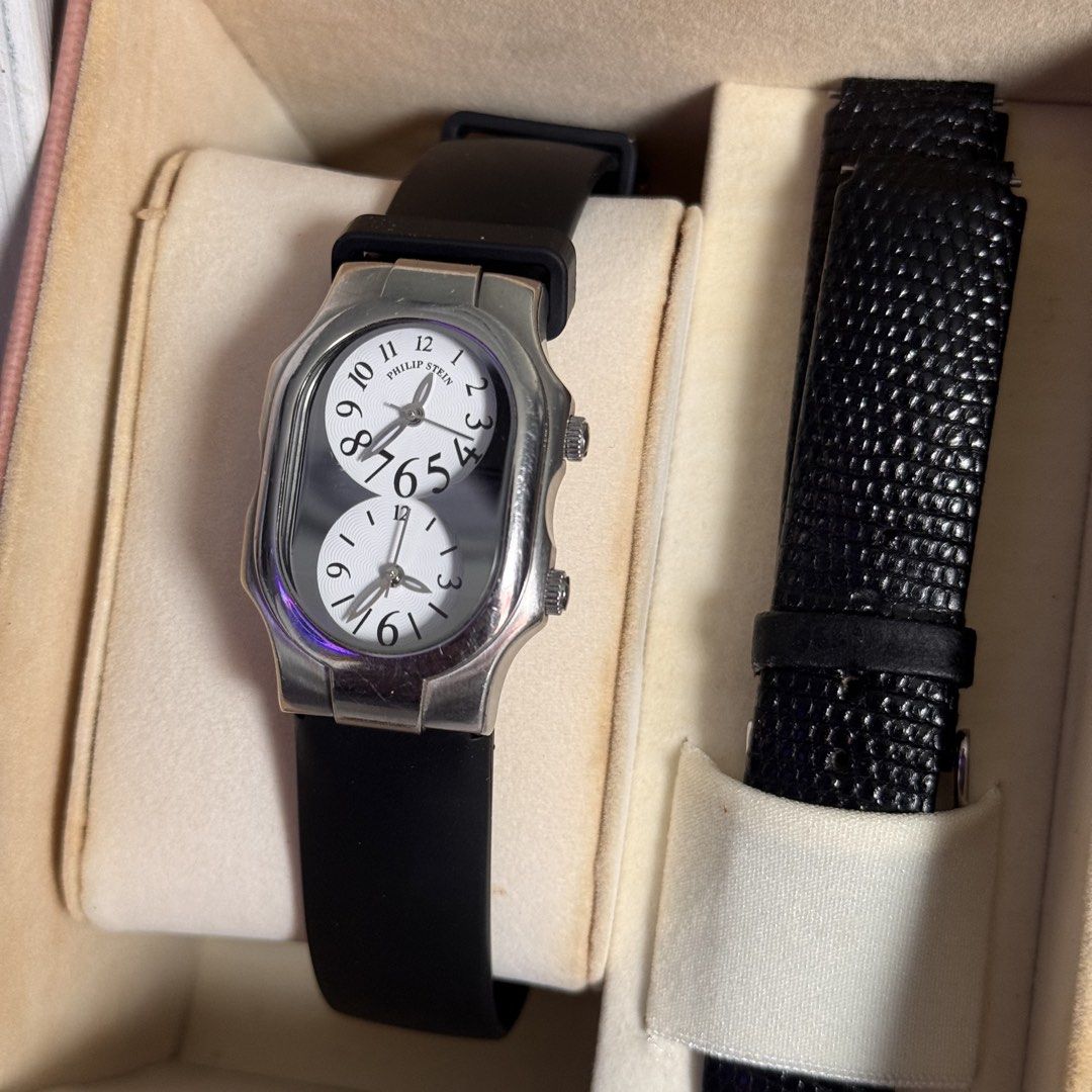 PHILIP STEIN Dual Time Watch Complete Set | Box, Papers & Extra Straps (Category: Luxury Watches) located in Quezon City. Submitted by marketbuenaobra (Listing ID 1453279592, Image 2). Description: Authentic Philip Stein Dual Time Womens Watch Complete set and well kept. Inclusions: ✔ Original Philip Stein watch ✔ Original box & travel case ✔ International warranty card (purchased Nov. 14, 2011) ✔ Instruction manual ✔ Diamond certificate ✔ Extra 