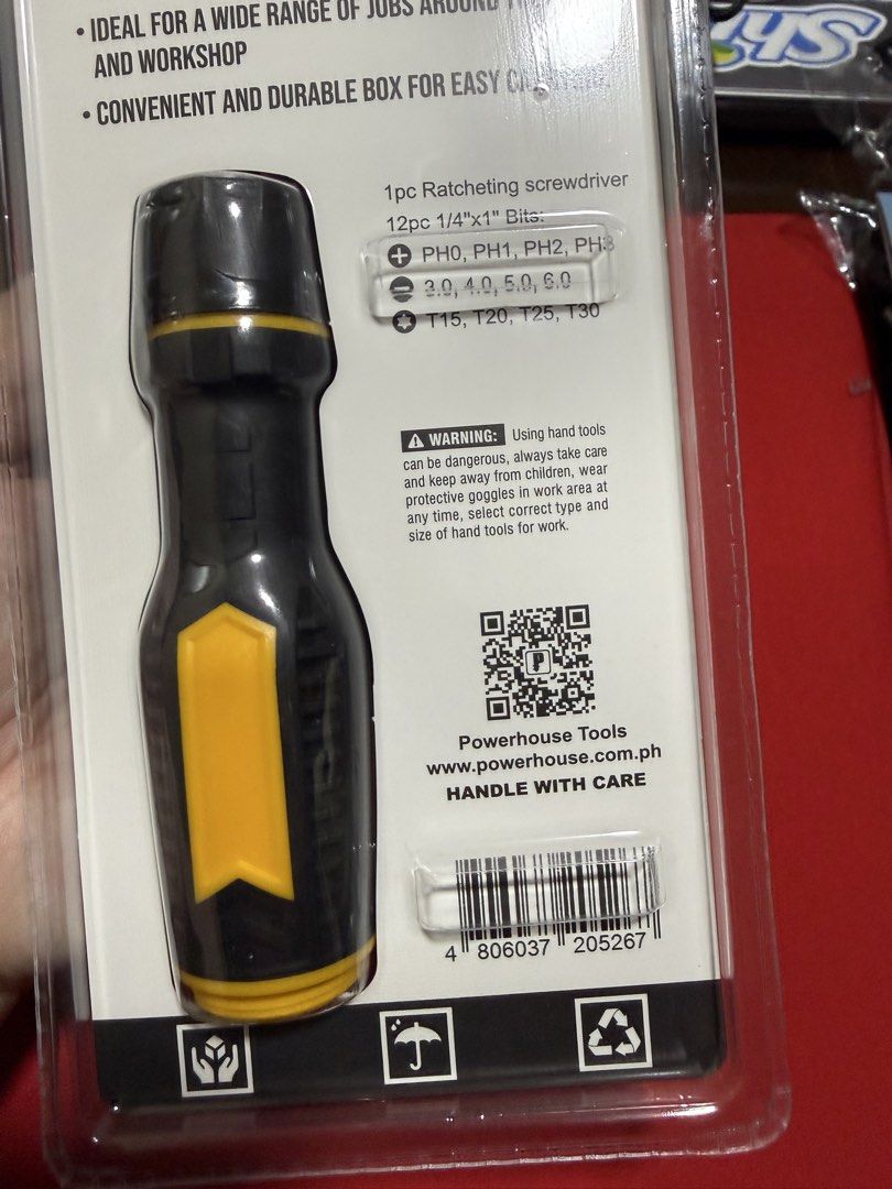 Powerhouse 12-in-1 Ratchet Screwdriver Set (Category: Home Improvement Tools & Accessories) located in Quezon City. Submitted by jshoppppp (Listing ID 1453270149, Image 3). Description: Sealed. From the brand: The Powerhouse PH-RSC-6876 12-in-1 Ratchet Screwdriver Set is designed for fastening, tightening, loosening, repair, installation, maintenance, workshop, household, automotive, and general hand tool applications. This set includes one ratch