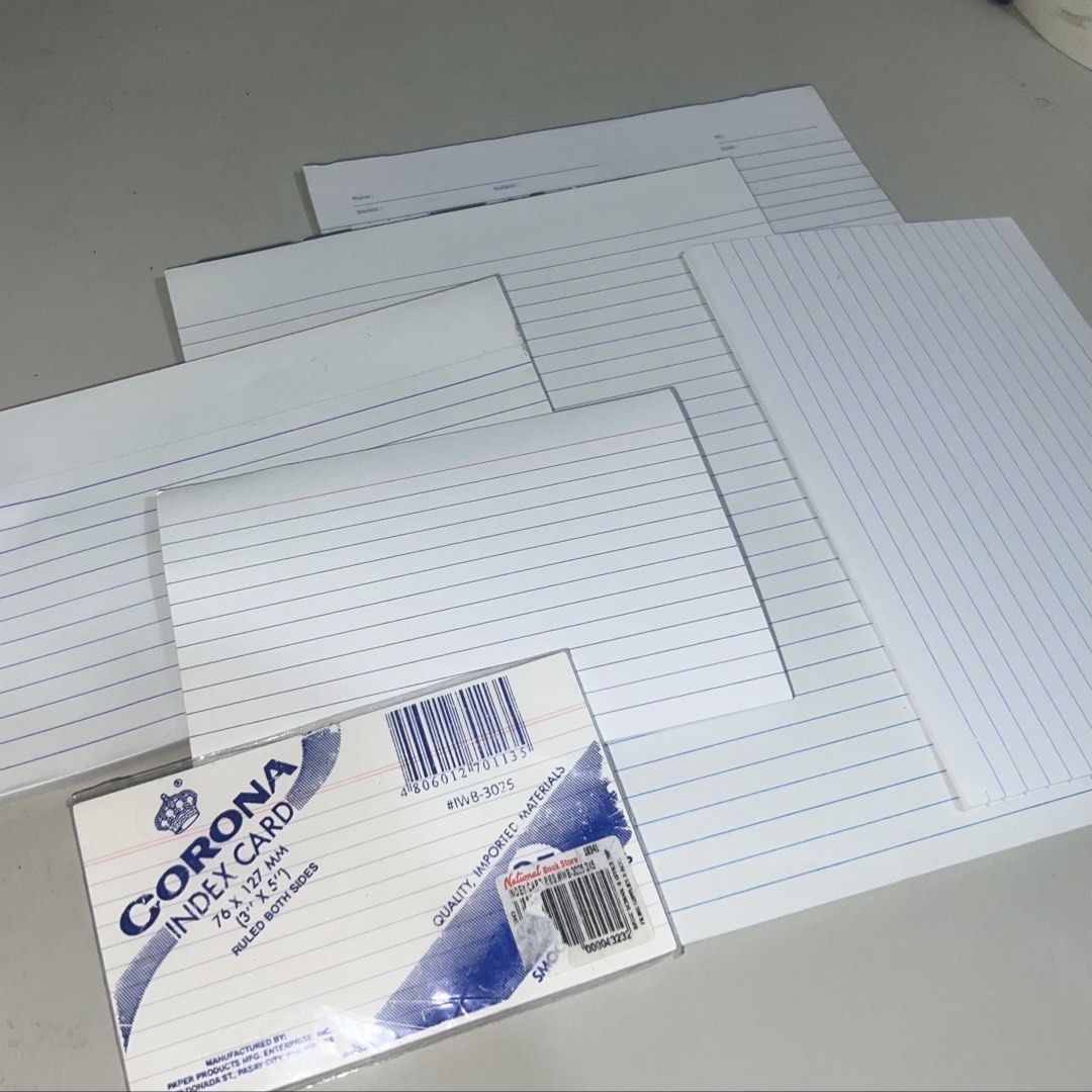 School Supplies Take-all Bundle (Category: Stationery & School Supplies) located in Manila. Submitted by gwendolyn593211 (Listing ID 1453429038, Image 1). Description: Intermediate pad (2 pads) 1/2 crosswise pad 3x5 index cards 4x6 index cards 5x8 index cards.
