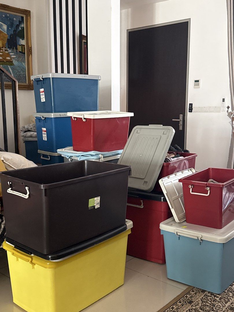 Stackable Storage Boxes with Lids (Category: Storage Boxes & Baskets) located in Kuala Lumpur. Submitted by fiza.f (Listing ID 1453013470, Image 3). Description: - Storage boxes - Includes: 1 large brown box, 1 blue box, 1 light blue box with yellow lid - All boxes come with lids - Ideal for organizing clothes, toys, and other household items Small RM15 Medium RM20 Large RM30 Extra Large 35 Take 3 small - RM50 Tale 3 medium - RM70 - Great for dec