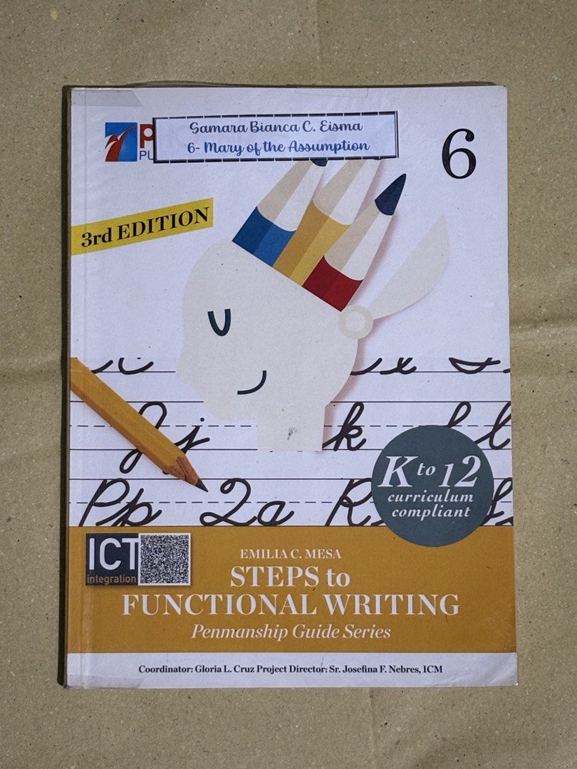 Steps to Functional Writing Grade 6 Penmanship Guide Series (Category: Textbooks) located in Manila. Submitted by claire_papaya (Listing ID 1453379761, Image 1). Description: .