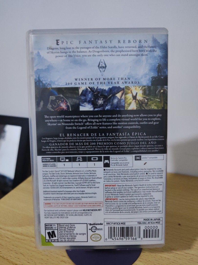 The Elder Scrolls V: Skyrim - Nintendo Switch (Complete w/ Cartridge) (Category: Nintendo) located in Cavite. Submitted by karrenvv (Listing ID 1453425120, Image 2). Description: Complete with original case and game cartridge Good condition Tested and working RFS: Decluttering Meetup: Robinsons Place Imus Shipping via J&T/LBC/Lalamove (buyer shoulders shipping) .