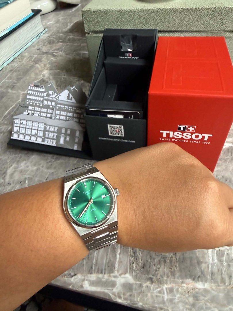 Tissot PRX Green Dial Watch (Category: Luxury Watches) located in Quezon City. Submitted by rhonadc (Listing ID 1453248923, Image 3). Description: - Tissot PRX Watch - Beautiful Green Dial - Stainless Steel Bracelet - Original Box Included - Warranty Card Included - Versatile for everyday or special occasions - Price is negotiable.