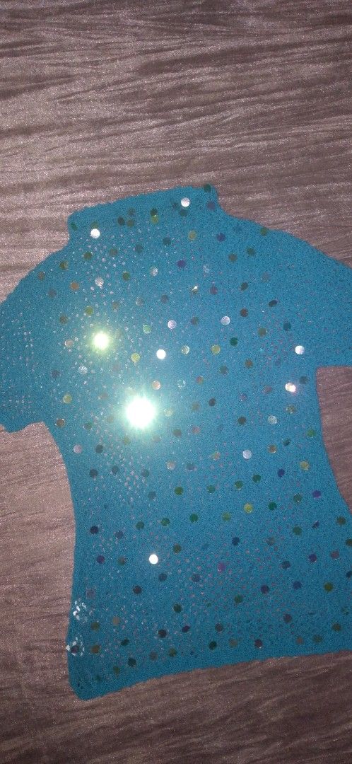 ( SOLD) 💙 Turquoise Sequin Knitted Top (Category: Sleeveless) located in Iloilo. Submitted by ukayedthis (Listing ID 1453349748, Image 1). Description: - Eye-catching turquoise mesh top - Covered in shiny sequins for a sparkly look - Ideal for parties, festivals, or any - Made with lightweight and breathable material - extra small to small only - Features a unique and standout design.