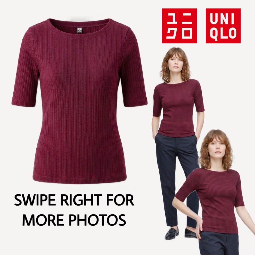 UNIQLO Red Wine Random Ribbed Boat Neck (Category: Shirts) located in Baguio. Submitted by sharleenjoy_1 (Listing ID 1453372177, Image 1). Description: Random Ribbed Boat Neck W: 38" Shoulders Width: 15" L: 22" Tag: Large Red-Wine EUC-Like New.