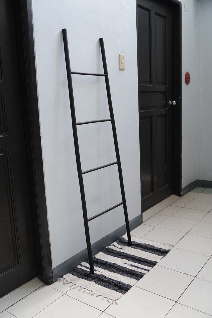 White and Black Rattan Decorative Ladder (Category: Shelves, Cabinets & Racks) located in Quezon City. Submitted by slowpopanda (Listing ID 1453364284, Image 3). Description: Never been used but in storage for more than a year. Colors available: Eggshell and Charcoal Material: Rattan Dimension: 50cm x 160cm Price: 500 each from original price of 2k Pick up Location: South Triangle, Quezon City Delivery Mode: Lalamove MPV or Transportify SF c/o Bu