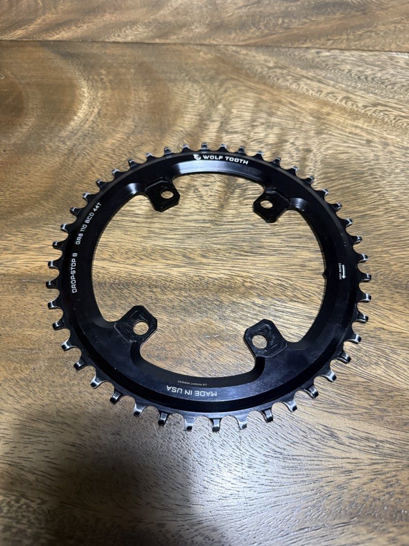 Wolf Tooth GRX 110 BCD Chainring - Made in USA (Category: Bicycles) located in Quezon City. Submitted by henrytm (Listing ID 1453262928, Image 1). Description: Wolf Tooth GRX Chainring - Dropstop B - Chainring ONLY - crankset NOT included - 44T | 110 BCD size - Made in the USA - Perfect upgrade! Definitely looks good on your GRX crankset - High-quality bike component and Lightweight - signs of usage but NO issues Note: NO bolts included - you may
