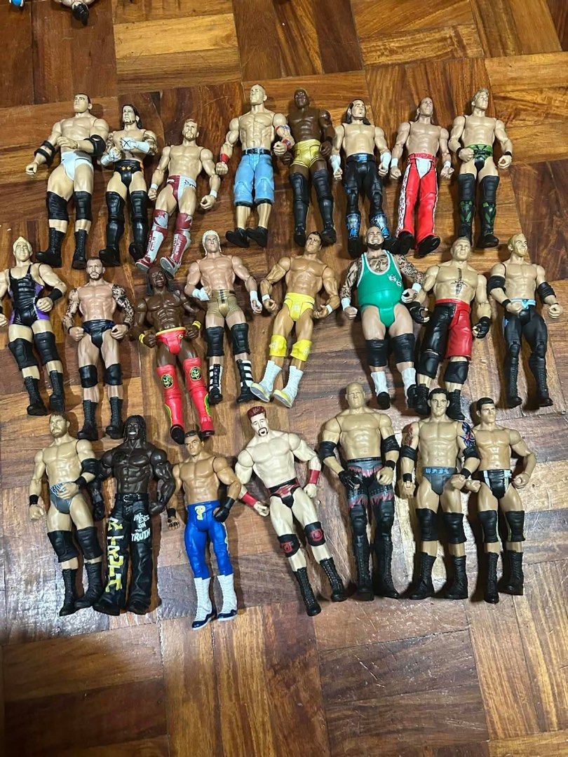 WWE/WWF Figures (Take-All Figures) (Category: Figurines & Statues) located in Quezon City. Submitted by thebomb10 (Listing ID 1453380395, Image 2). Description: Whole Crate (note: crate box not included. selling the figurines as is.) 53 figs take all strictly selling as whole no boxes/ accessories included consists of WWE/WWF mattel and jakks figures RFS: decluttering Slightly nego.