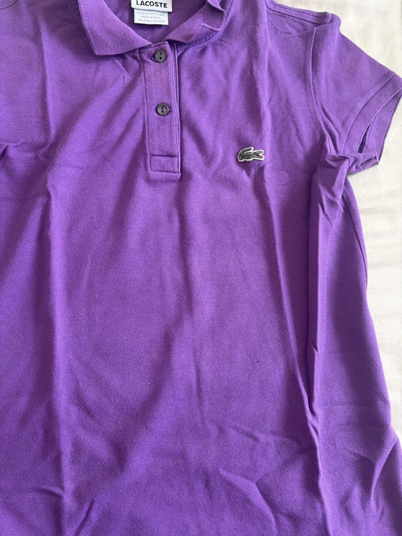 2pcs Lacoste Polo (Category: Shirts) located in Makati City. Submitted by v_nav (Listing ID 1456622921, Image 3). Description: Violet and pink. Size 36 (fits small) Has small almost unnoticeable stains due to laundry. Otherwise wearable and a good deal.