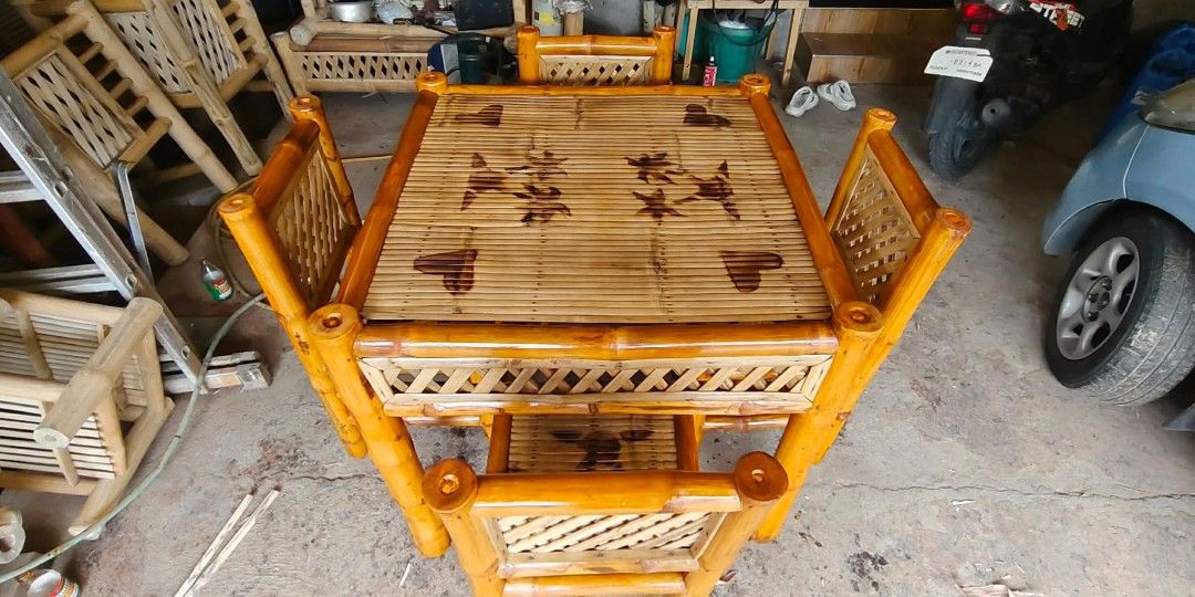 4 seater bamboo dinning table and chairs (Category: Tables & Sets) located in Manila. Submitted by dolorchris69891 (Listing ID 1456633454, Image 3). Description: 4 seater bamboo dinning table and chairs 6000.