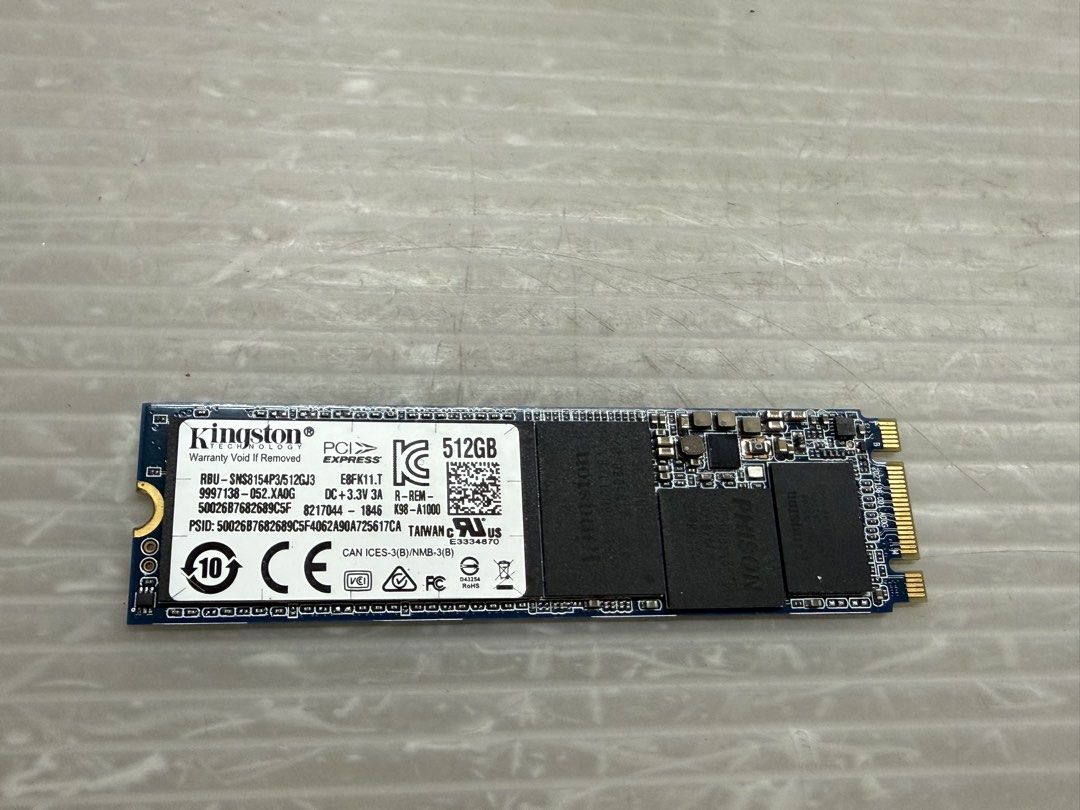 由 goodseller3311 (刊登 ID 1456617986，圖片 1) 提交，位於 新北市 (New Taipei) 的 電腦雜貨店→二手金士頓 M.2 2280 SATA 512GB SSD 固態硬碟 $1800 (類別：硬碟及儲存裝置)，說明：二手良品 硬碟使用Crystal Disk Info軟體測試正常~ 使用HD Tune完美測試請勿購買。