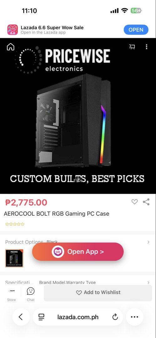 Aerocool Bolt RGB Gaming PC Case (Category: Desktops) located in Manila. Submitted by pancitcantoon (Listing ID 1456623219, Image 3). Description: - Aerocool Bolt RGB PC Case in Black - Striking RGB lighting strip on the front panel - Premium tempered glass side panel for showcasing components - Features iconic Razer logo on the front - Optimized for excellent airflow to keep your system cool - Spacious interior for easy component installation an