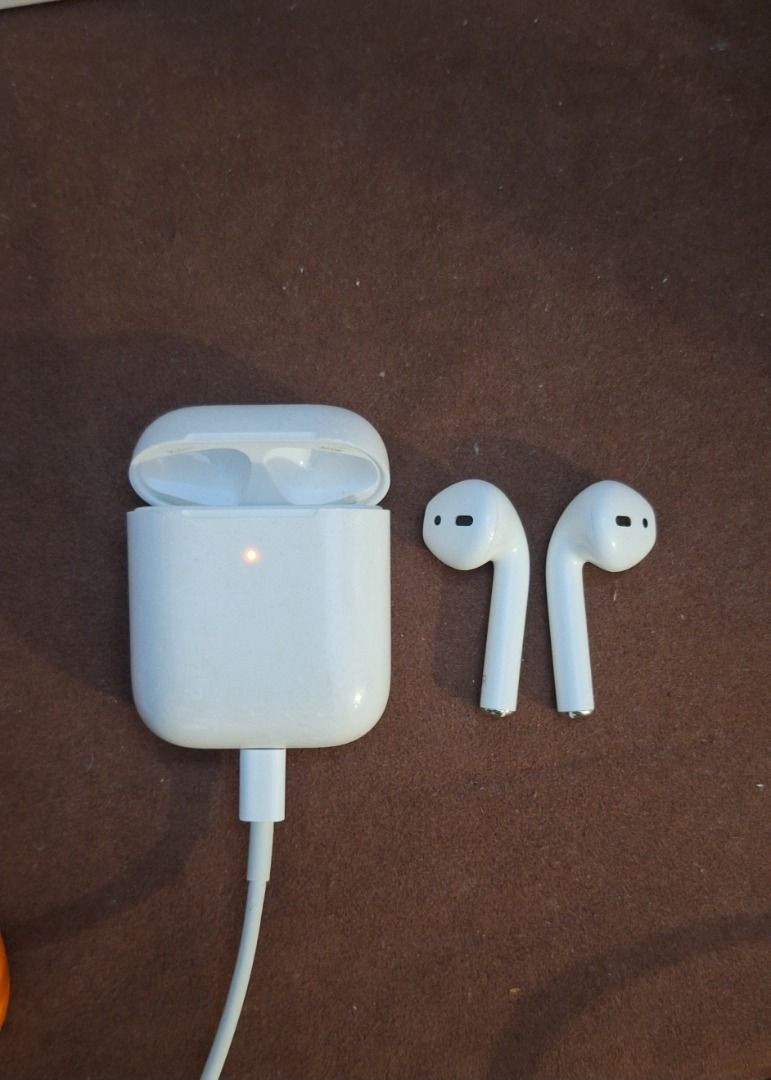 APPLE AirPods (Category: Earphones) located in General Trias. Submitted by aeunice (Listing ID 1456669837, Image 3). Description: Brand: Apple In Good Working Condition. Apple AirPods 2nd Gen (White) with Charging Case. Wireless connection for music & calls. It can be connected to any devices (iPhone, Laptop, Android) Meet up / Shipping via Lalamove, JnT, Gogo Express & LBC..