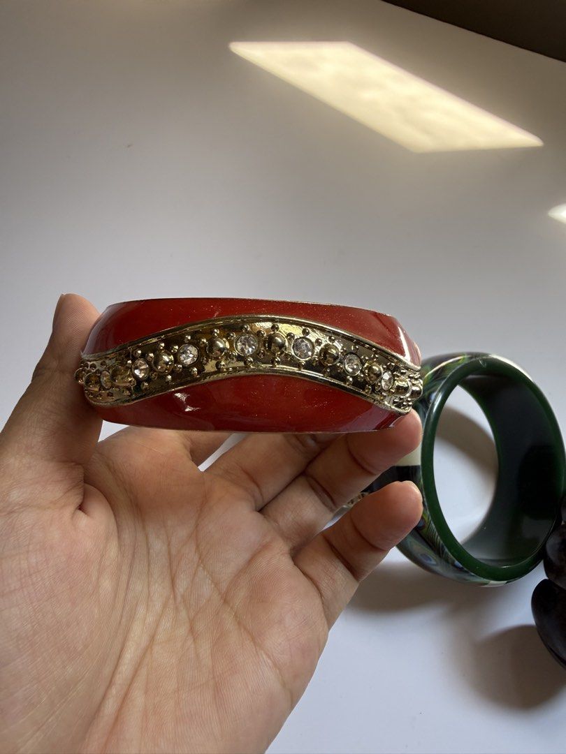 Assorted Bangles (Category: Bracelets) located in Pasig City. Submitted by squirrelthings (Listing ID 1456619676, Image 2). Description: -got this from a tiktok thrift seller please manage your expectations -80 each.
