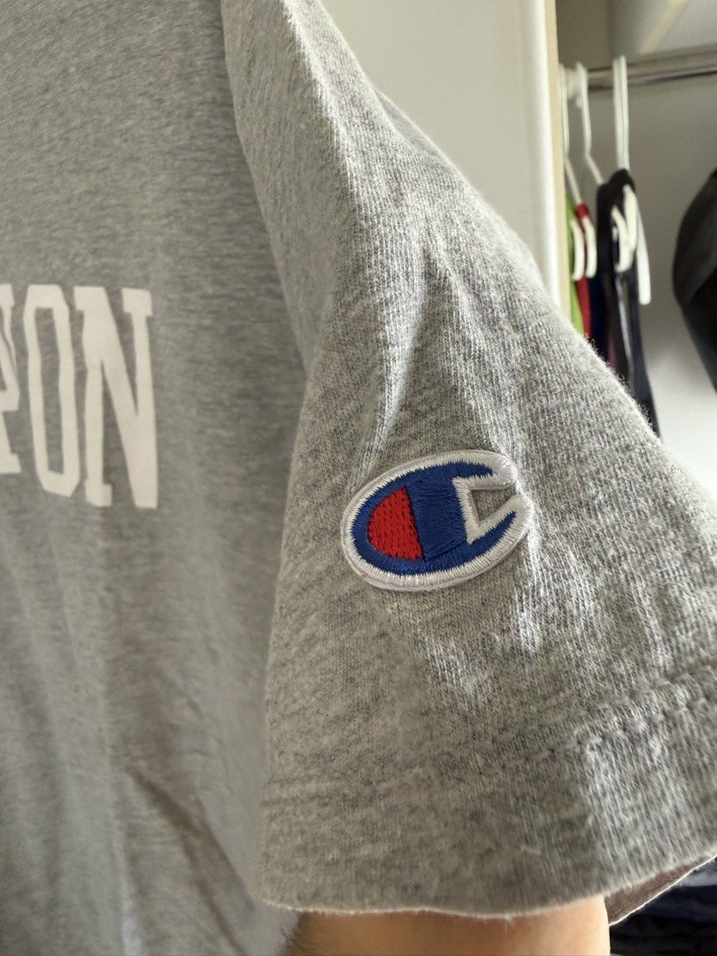 AUTHENTIC Champion Gray Tshirt (Category: Tshirts & Polo Shirts ) located in Pasig City. Submitted by kfreed (Listing ID 1456676606, Image 2). Description: AUTHENTIC Champion Tshirt Size XL Like New No stains .