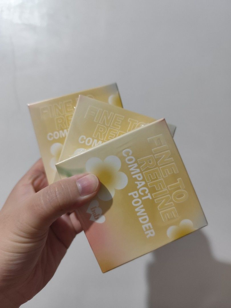 Barebliss Fine to Refine Compact Powder (3 shades) (Category: Makeup) located in Bulacan. Submitted by mikkaryne (Listing ID 1456701501, Image 1). Description: - 3 boxes of Barebliss Fine to Refine Compact Powder - Shades available: 01 Fair Light Petal (2 boxes) 03 Warm Beige Nectar (1 box) - Expiry Dates: 11/10/2027 and 12/10/2027 - Formulated in Korea - Ideal for setting makeup - Achieve a smooth, refined finish PHP 350 each.