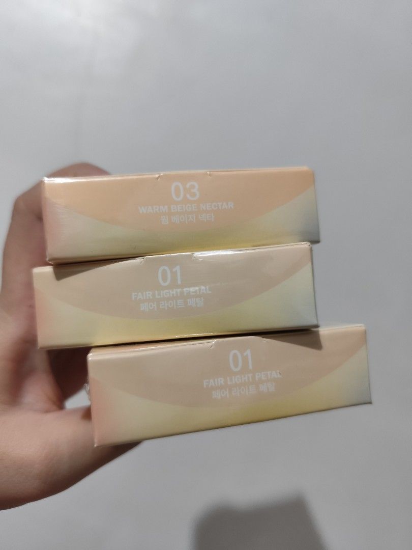 Barebliss Fine to Refine Compact Powder (3 shades) (Category: Makeup) located in Bulacan. Submitted by mikkaryne (Listing ID 1456701501, Image 2). Description: - 3 boxes of Barebliss Fine to Refine Compact Powder - Shades available: 01 Fair Light Petal (2 boxes) 03 Warm Beige Nectar (1 box) - Expiry Dates: 11/10/2027 and 12/10/2027 - Formulated in Korea - Ideal for setting makeup - Achieve a smooth, refined finish PHP 350 each.