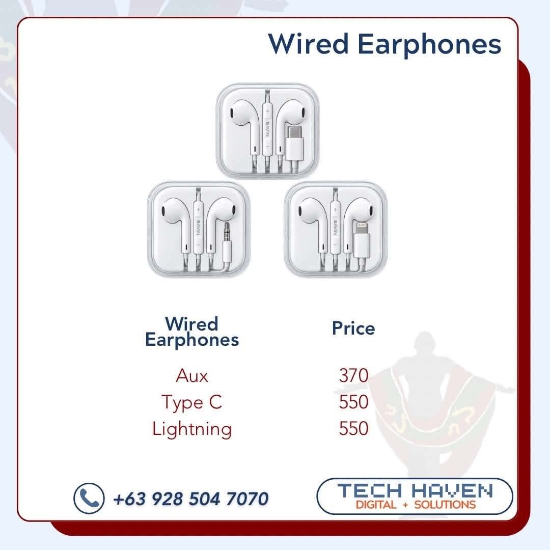 BAVIN Wired Earphones - Aux, Type C, Lightning (Category: Earphones) located in Quezon City. Submitted by emem_00 (Listing ID 1456649042, Image 1). Description: - BAVIN Wired Earphones - Available Connectors: Aux, Type C, Lightning - Excellent sound quality for music and calls - Perfect for everyday listening and communication - Get yours today!.