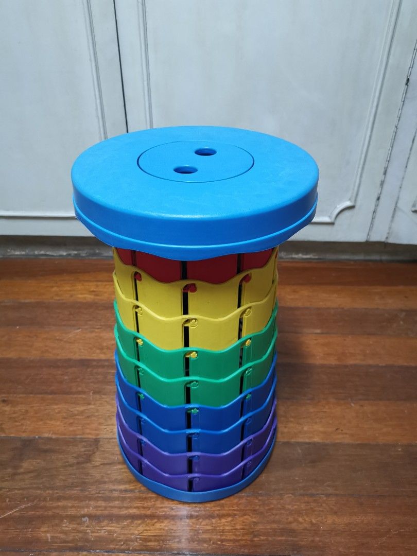 Blue Collapsible Portable Stool (Category: Chairs) located in Makati City. Submitted by jefferson25043 (Listing ID 1456736229, Image 3). Description: - 350 original price selling for P250 - Lightweight and portable blue stool - Collapsible design for compact storage - Features a convenient carrying strap - Rainbow-colored when extended - Ideal for camping, outdoor events, and more - Quick and easy setup and takedown.