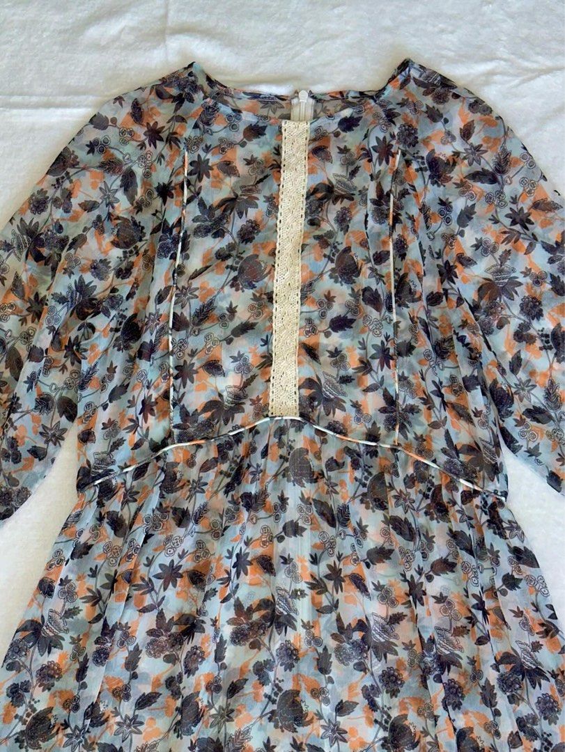 blue floral sheer dress (Category: Dresses) located in Las Pinas. Submitted by cccurations (Listing ID 1456657044, Image 2). Description: 🔖 blue floral sheer dress 🪡 length: 42” 🪡 shoulder to pit: 10.5” 🪡 pit to cuff: 14” 🪡 bust: 34” 🪡 waist: 30” 🪡 zipper on the back 🪡 crochet detail on the middle top 🪡 pretty floral details! 🪡 sheer/see through 🪡 perfect for bikini cover ups! 🔖 ₱300 🔖 comment “mine” to get the item! 🔖 comment “next