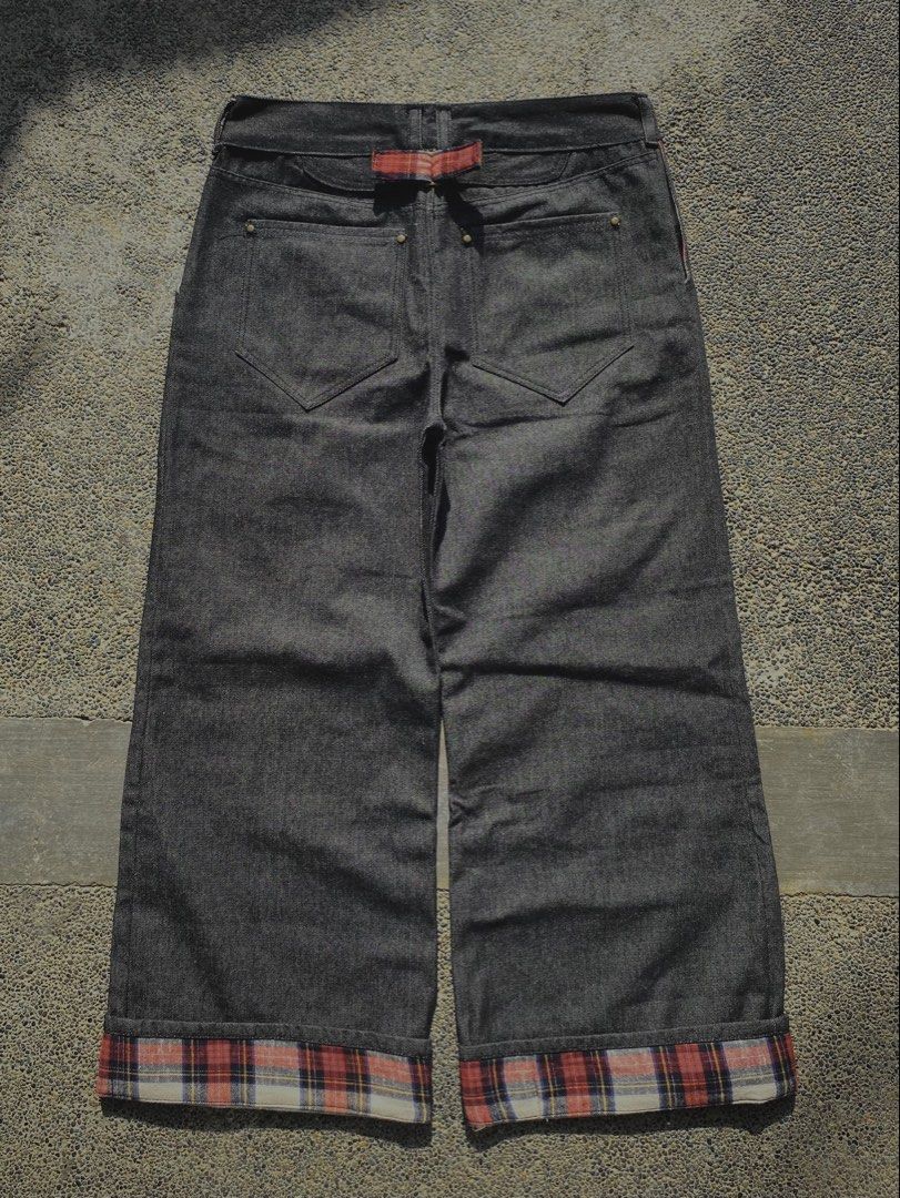 Bootcut Buckle Back Raw Denim Jeans (Category: Jeans) located in Manila. Submitted by klwmos (Listing ID 1456711586, Image 1). Description: NEW Bootcut Buckle Back Raw Denim Jeans with Peek-a-boo Hem BRASS HARDWARE | PLAID POCKETS | PEEK-A-BOO HEM Waist : 32 Length : 36 (Folded) / 38.5 (Unfolded) Opening : 12 Thigh : 12 *FREE CUSTOM LENGTH ALTERATION.