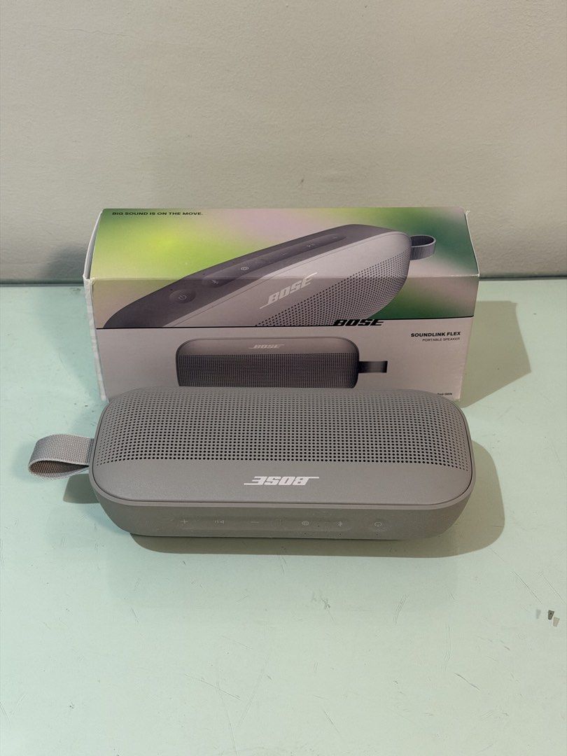 Bose SoundLink Flex Portable Waterproof Bluetooth Speaker Sandstone (Category: Soundbars, Speakers & Amplifiers) located in Bulacan. Submitted by normanantonio (Listing ID 1456648584, Image 3). Description: - Bose SoundLink Flex Speaker - Color: Sandstone - Big sound, portable design - Waterproof, ideal for outdoor adventures - Includes original box and manual RFS: Decluttering .