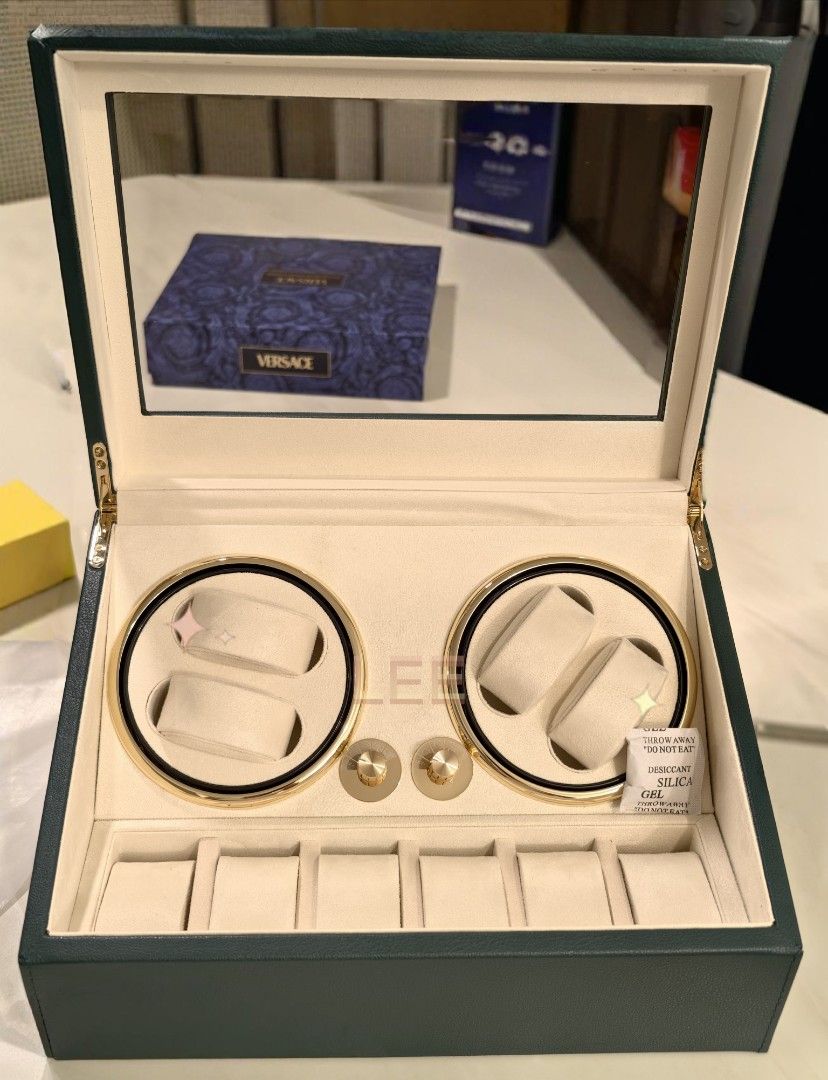 Brand New Green Leather Automatic 10- Watch Winder (Category: Men's Watches) located in Taguig. Submitted by preloveditems8888 (Listing ID 1456773636, Image 3). Description: Brand New 10 Watch Winder Watch green leather automatic watch winder features dual individual rotators and four extra storage compartments with a clear acrylic lid. power supply: AC100V 50/60Hz pick up via lalamove or grabexpress to be shouldered by the buyer loc bgc.
