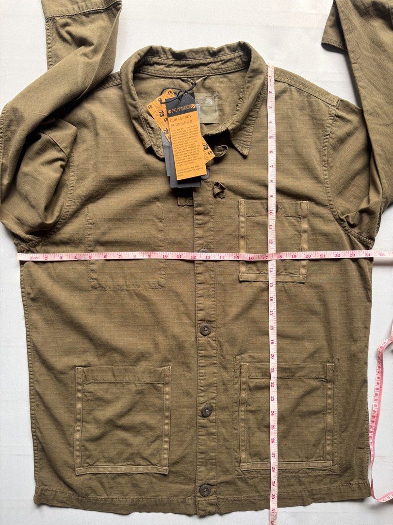 CLOT X TIMBERLAND - FATIGUE Overshirt in Grape Leaf (Category: Coats, Jackets and Outerwear) located in Baguio. Submitted by viibodegaaa (Listing ID 1456708927, Image 3). Description: Item: CLOT X TIMBERLAND Size: L Width: 24.5’ Length: 31’ Condition: brand-new Price: 3280 .