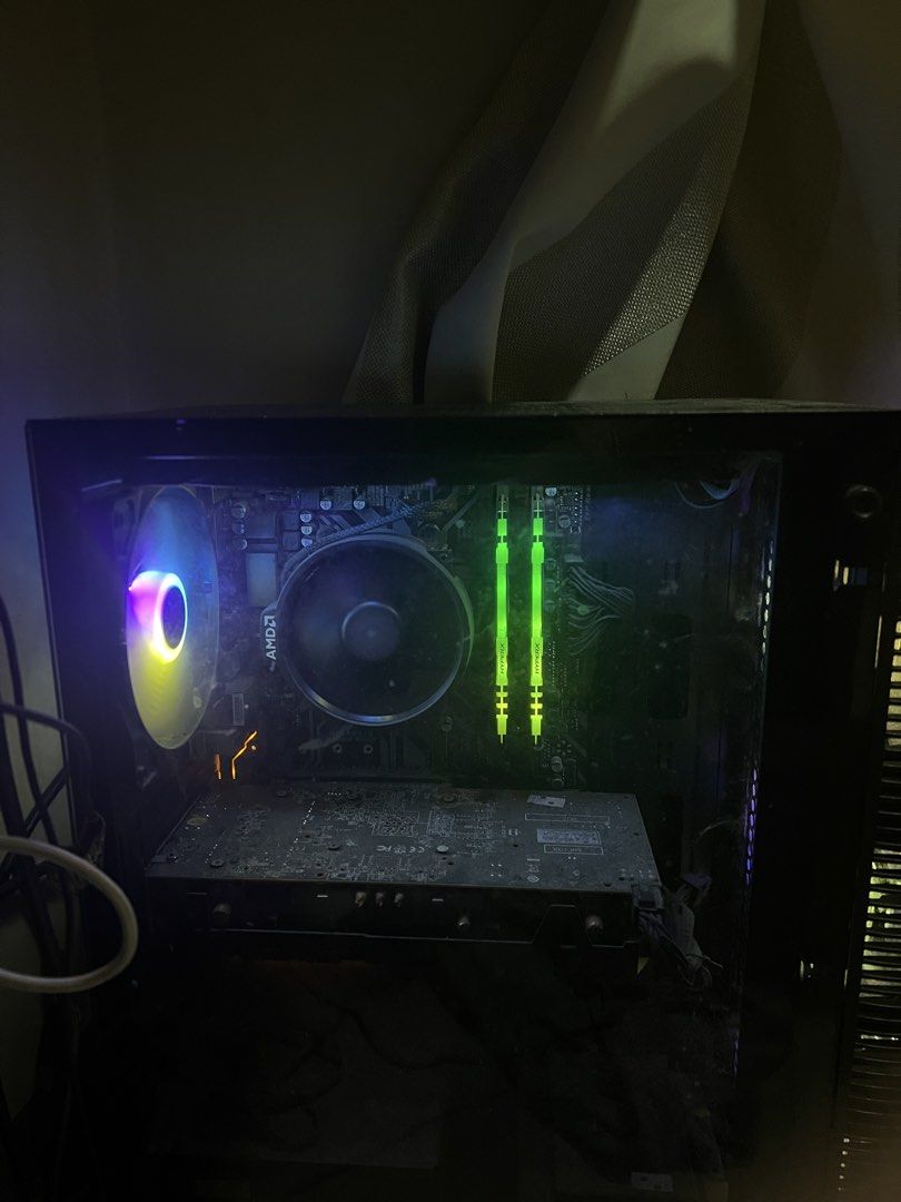 Custom Gaming PC with RGB Fans (Category: Desktops) located in Manila. Submitted by john_drei (Listing ID 1456627562, Image 2). Description: Personal Computer Used, Good Condition RFS: Upgrade Device Specs and Inclusions: AMD ryzen 5 3500x 6 Core B450M DS3H ( Mother Board ) HyperX Fury DDR4 RGB 16 GB RAM Radeon Rx5704gb Seagate 1TB Kingston A4000 120GB YD80P- 600W ( Power Supply ) W INCLUDED Monitor - MSI OPTIX G24 Price = 18,000 ( Slightly Negot