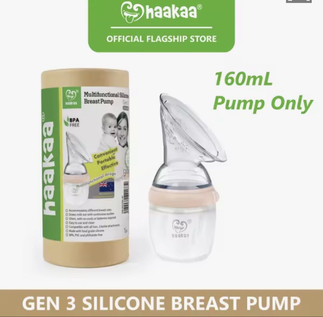 Haakaa Gen 3 Silicone Breast Pump 160ml (Category: Breastfeeding & Bottle Feeding) located in Muntinlupa City. Submitted by nmphk (Listing ID 1456668213, Image 3). Description: - Haakaa Gen 3 Silicone Breast Pump - 160ml capacity - Collect letdown easily, and convert top to nipple - Efficiently collects breast milk - Easy to use and sterilise - BPA, PVC, and phthalate-free - Portable design for on-the-go - Ideal for breastfeeding mothers - NIPPLE
