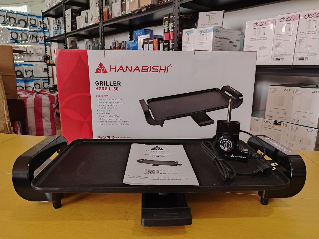 Hanabishi Electric Griller HGRILL50 (Category: BBQ, Grills & Hotpots) located in Pasig City. Submitted by technofuseofficial (Listing ID 1456688408, Image 1). Description: Hanabishi Electric Griller HGRILL50 Brand New and Original Items Store Location: 4F Unit 402, 604 Shaw Boulevard, Barangay Kapitolyo, Pasig City Same Day Delivery: - Lalamove delivery within Metro Manila - For walk-ins: Always PM first for item availability - We are also open f